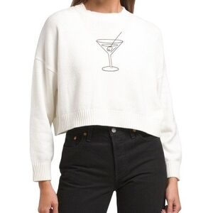 moon & madison White Sweater with Martini Design